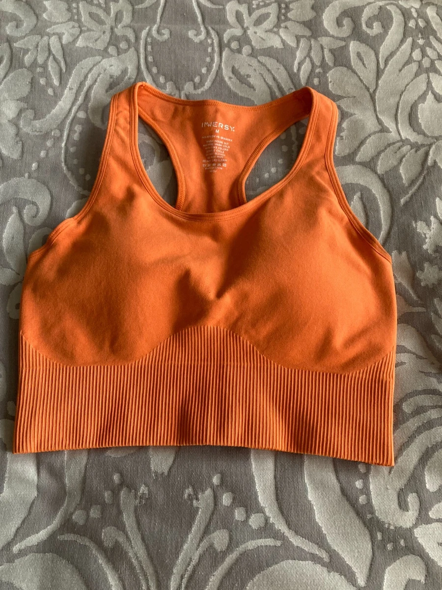 Ladies Inner Sy Orange Non Wired Supportive Racerback Sports Bra Size  Medium