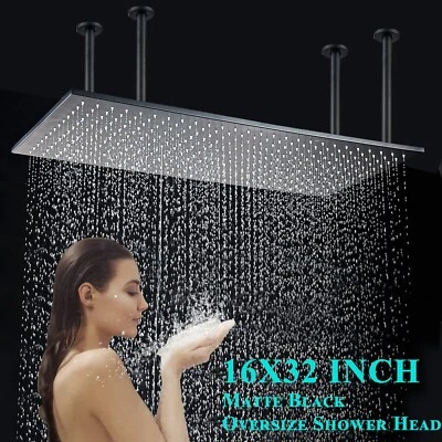 JIEBAO Schwarz Duschkopf 40x80cm Regendusche Kopfbrause Regen Brausekopf Deckenmontage
