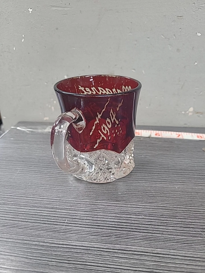 vintage ruby stained cup 1904 DAWSON SPRINGS, KENTUCKY EAPG CHURCH WINDOWS GLASS - Image 3 of 4