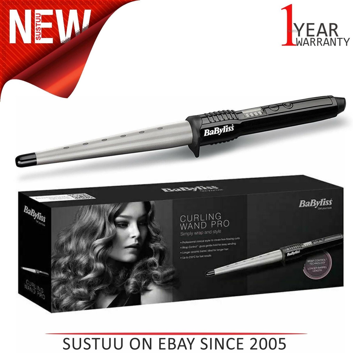 BaByliss 2285CU Curling Wand Pro?Curler Tong Hair Styler for Women?Ceramic?  InUK