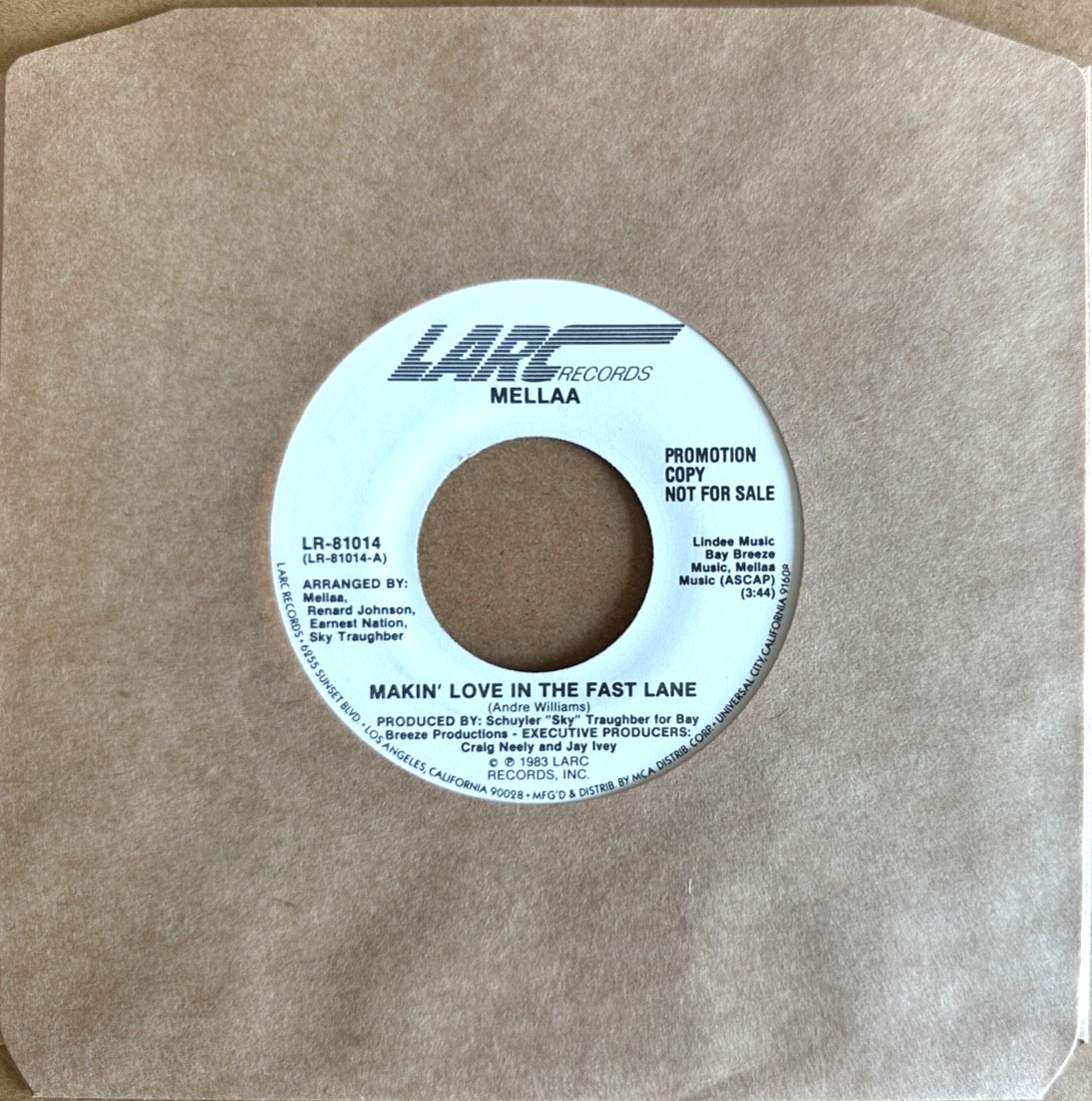 photo of 7in Mellaa - Makin Love In The Fast Lane - Soulful Disco Funk Modern Soul Promo