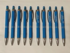10ct Lot Misprint Metal Retractable Soft Cross-Grip Stylus Pens: SKY/BABY BLUE