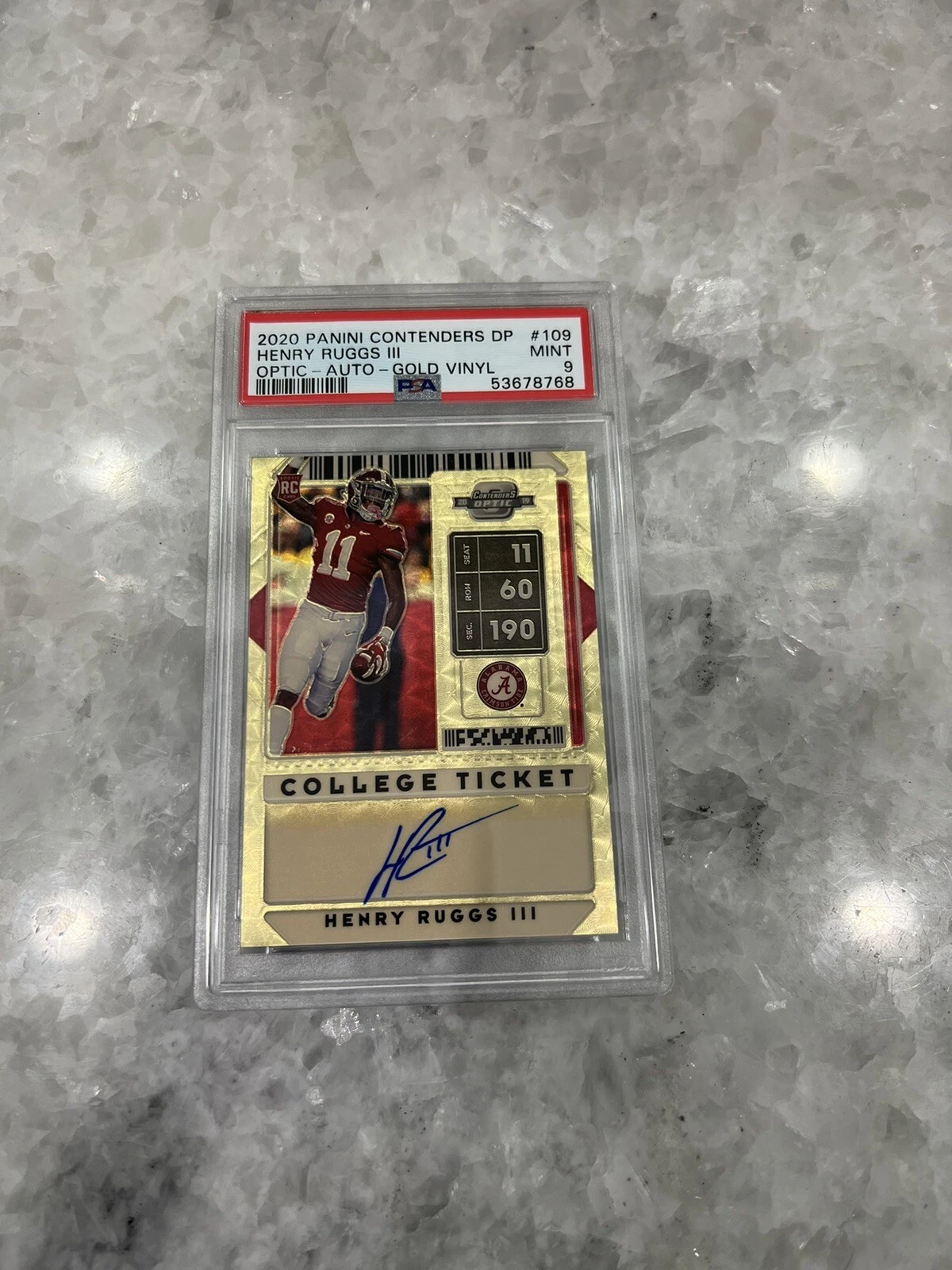 Henry Ruggs III Panini Contenders Draft Picks #109 Optic-Autograph-Gold Vinyl
