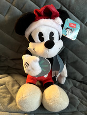 DISNEY MICKEY MOUSE 10" CHRISTMAS PLUSH IN SANTA HAT - BRAND NEW WITH TAGS