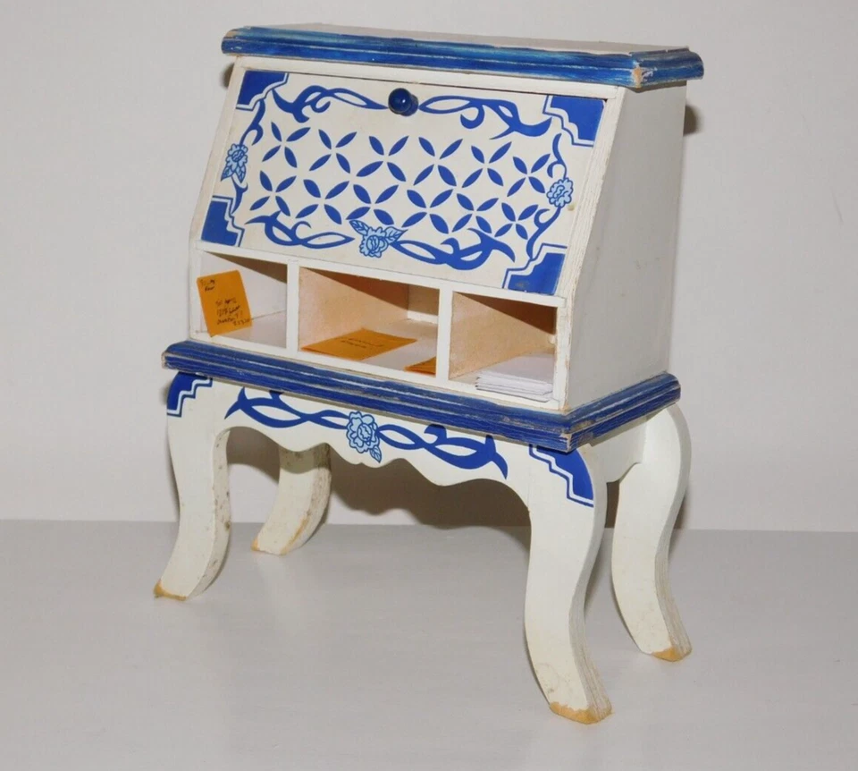 Antique Dollhouse Wood Furniture Handpainted Miniature Secretary Desk - Image 2 of 4
