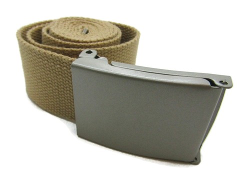 Unisex High Quality Canvas Fabric Webbing Belt Brushed Silver Buckle Army Style - Picture 275 of 275