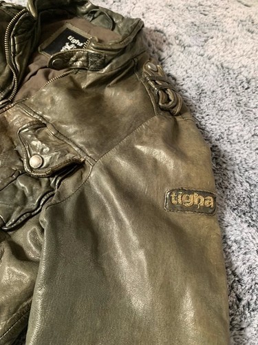 TIGHA Lederjacke Schwarz, Grau Größe L Used Look - Bild 3 von 10