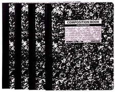 Mintra Office Black Marble Composition Notebooks - College Ruled, 4 Pack, Sturdy