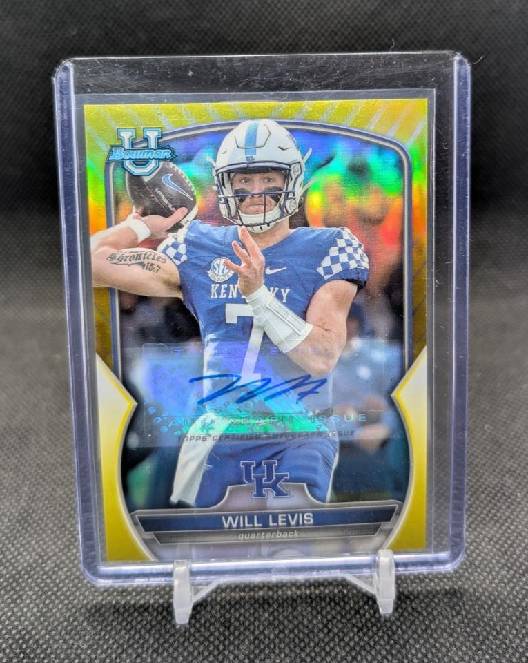Will Levis 2022 Bowman U Chrome Football #22/75 Yellow Refractor Auto Titans 5