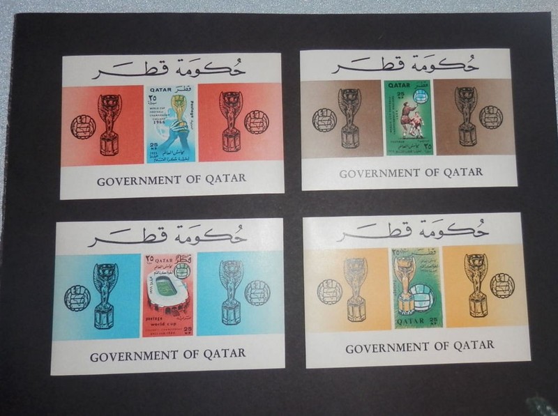 1966 Qatar Football World Cup Souvenir Sheets Complete Set (4) MNH Soccer Stamps