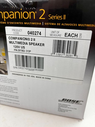 Bose Companion 2 Series II Desktop Computer Speakers - NEW FACTORY SEALED! - Afbeelding 6 van 7