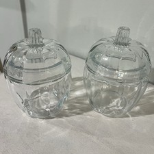 Pair of Glass Pumpkin Jars Fall Decor Candy D...