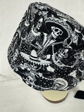 Men/Women Surgical Scrub Cap Lined Skeleton Day of The Dead Dia De Los Muertos
