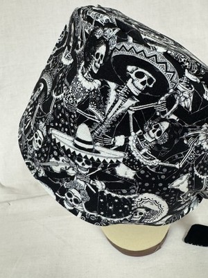 Men/Women Surgical Scrub Cap Lined Skeleton Day of The Dead Dia De Los Muertos