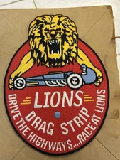 NOS 1960s Lions Drag Strip Large Jacket Patch Drag Racing Nitro Gasser Altered
