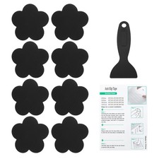 6 Pack Petal Bathtub Non Slip Stickers 3.4 x 3.4 Inch, Black