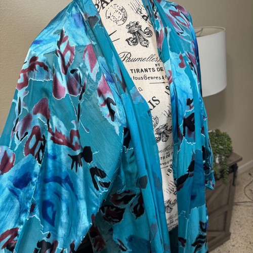 VTG URU KRISTINE ST RRIK 100% Silk Kimono Original Print One size Rare Floral - Bild 4 von 12