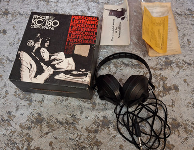 Vintage Koss KC-180 Stereo Headphones KC/180 Black Stereophones w/ Original Box