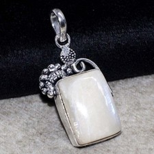 925 Silver Plated Xtreme Rainbow Moonstone Pendant Jewelry Size 1.5" GW