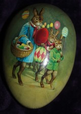 VINTAGE/ANTIQUE PAPER MACHE EASTER EGG...CANDY CONTAINER.