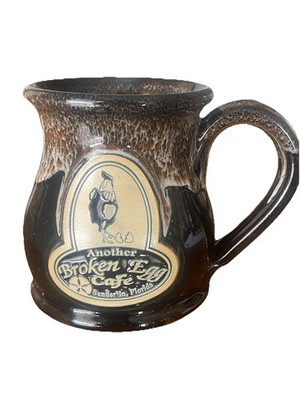 Deneen Pottery Another Broken Egg Coffee Cup Mug Brown Drip Glazed 12oz Pottery