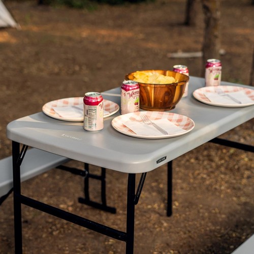Tragbarer klappbarer Picknicktisch Set mit 2 Bänken Outdoor Events Camping Heckklappe - Bild 4 von 15