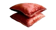 Rust Decorative Throw Pillow Cover, 16"x16" Velvet Cushion - Rust Shimmer