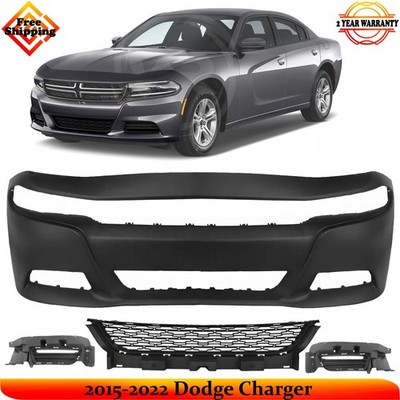 Front Bumper Cover Paintable & Lower Grille Kit For 2015-2022 Dodge Charger