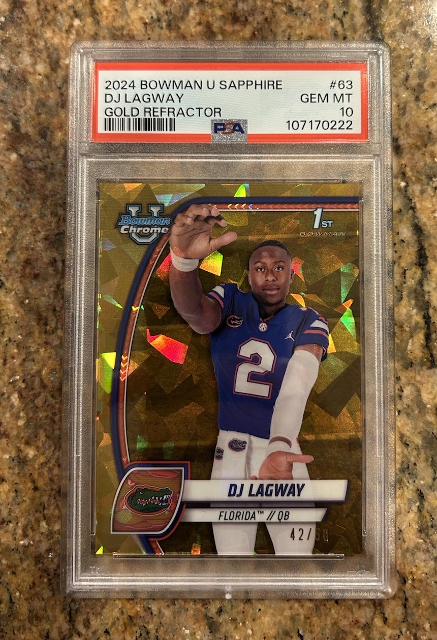 2024 Bowman Chrome U D.J. Lagway Gold  Sapphire Refractor SP RC /50 PSA 10
