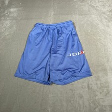 Air Jordan Shorts Youth Large Blue Retro Mesh Spell Out Logo Basketball Gym