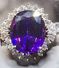 925 Sterling Silver Ladies Round Amethyst Cluster Ring 6.55 grams