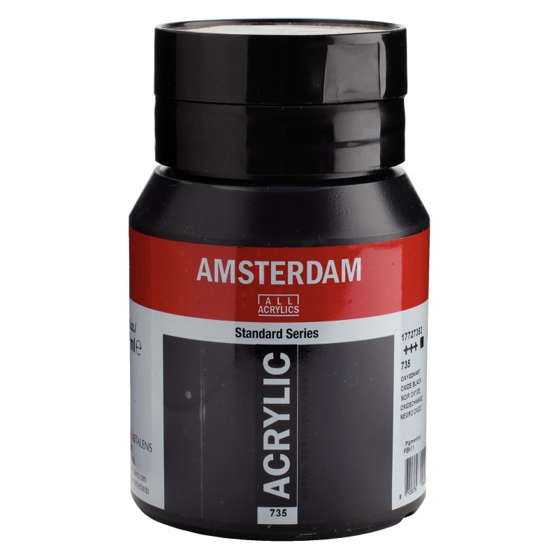 Peinture acrylique noir oxyde pot 500ml Amsterdam 735 pour toile chassis et bois