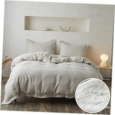 100 Linen Duvet Cover Set with Crossed Embroidery Washed - King Crossed-linen