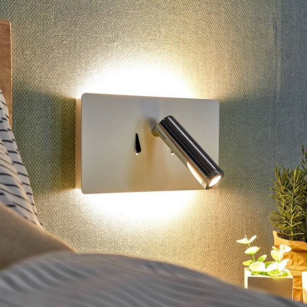 Lucande Led Wandleuchte, Wandlampe Innen 'Elske' (Modern) In Weiß Aus Metall (3-image