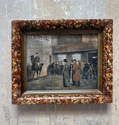 Max F. Klepper Hand-Painted Engravings Oil on Board Show Horses Signed Frame Art