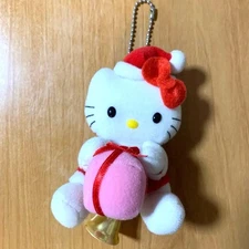 Sanrio Hello Kitty Santa Hat Plush Mascot 1990s Retro Christmas Toy