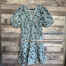 Vineyard Vines Marina Blue Puff Sleeve Mini Dress Smocked Waist Tiered Hem S
