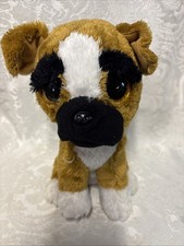 Ty Beanie Boos BRUTUS The BOXER Puppy Dog Glitter Eyes 9” Plush Stuffed Sitting