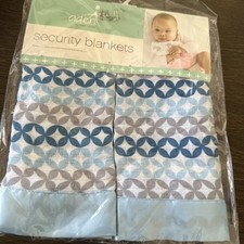 Aden  Anais Making Circles Blue White Muslin Baby Security Blanket Blue Satin