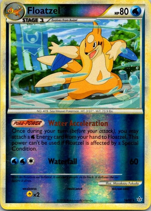 FLOATZEL 16/95 RARE HGSS UNLEASHED POKEMON REVERSE HOLO NM/M