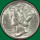 1945 Mercury Dime Brilliant Uncirculated BU Coin #40666