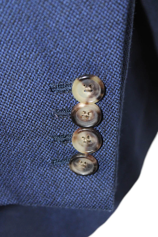 Blazer Martin Greenfield Para Hombres Azul Mezcla Lana Botón Cuello en V Talla 42 Foto 4 de 4