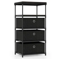 3-Drawer Fabric Storage Cabinet: Removable Foldable Drawers, Industrial Wood Top