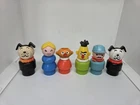 Vintage Fisher Price little people lot/6 plastic Dogs Woman Bert Ernie Conductor