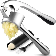 Large Premium Garlic Press Set - Bigger Bowl for Bigger Garlic - Rust Proof & Di