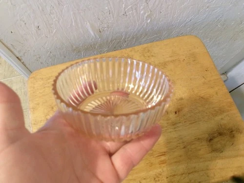 Small Pink Depression Glass Candy Dish 4 1/2 Wide x 2” Tall