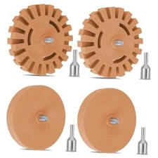Eraser Wheel for Drill - 4 Pack Rubber Decal Remover Kit with Solid & Gear 