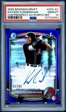 PSA10 GM Kayson Cunningham 2025 Bowman Draft Chrome Auto Purple Refractor #/250