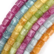 8x10mm Faceted Colored Crystal Quartz Tube Cylinder Beads Gemstone 15" Strand