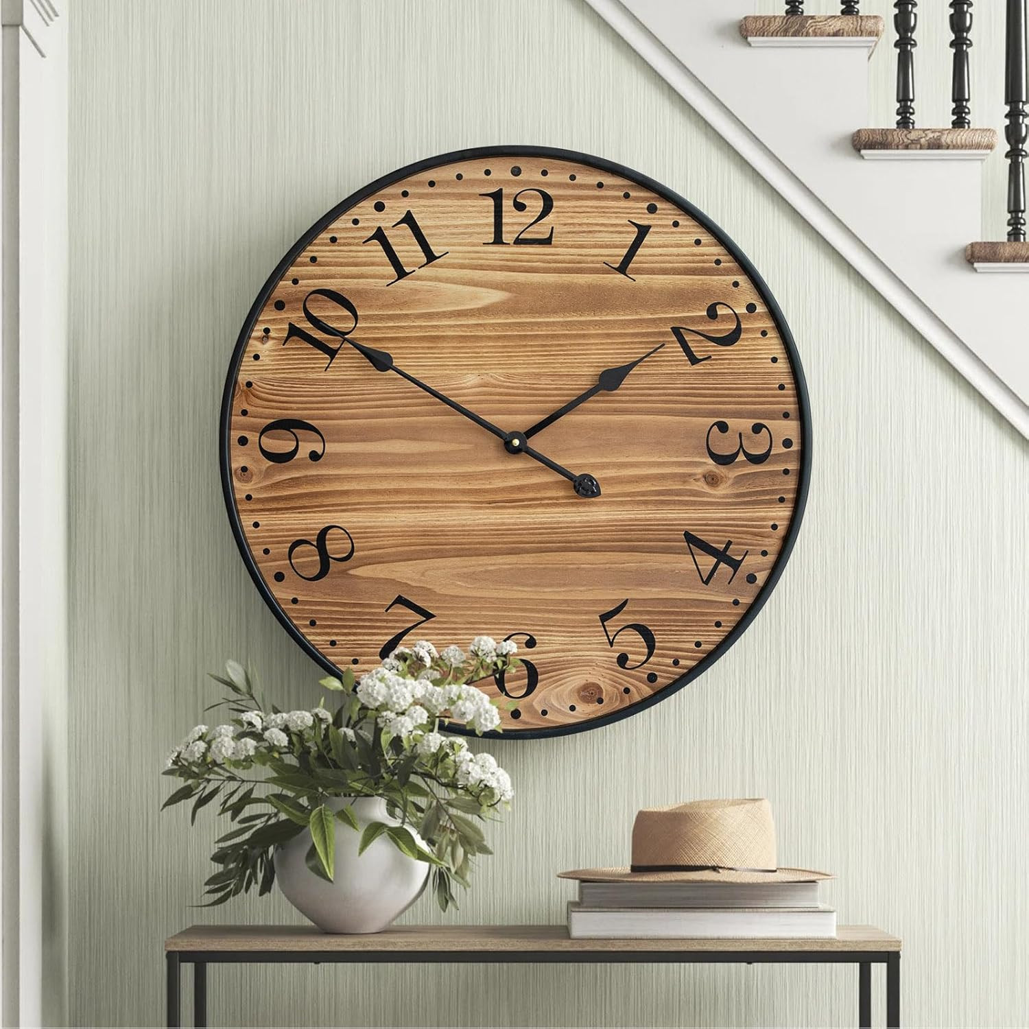 For Living Room Decor, Large 24 Inch Wall Clock Wit